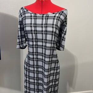 RAE REPUBLIC Women’s Plaid Long Maxi Dress Gray, Black & White Size XL